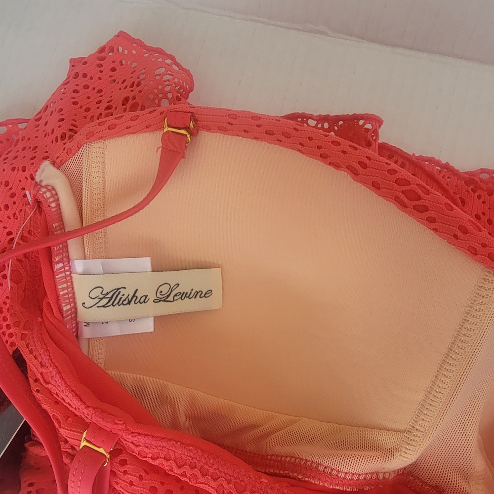 Alisha Levine Red Lace Swim Camisole - Picture 6 of 6